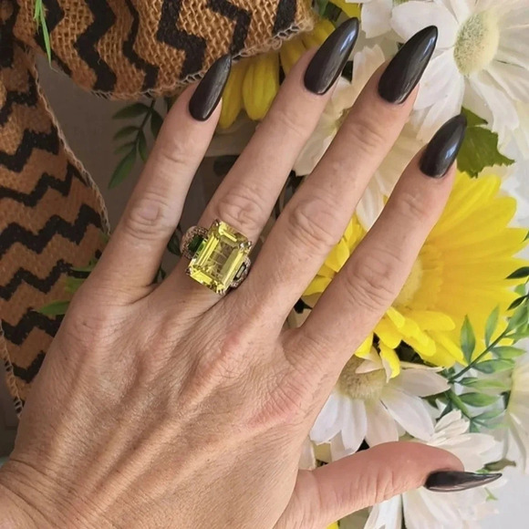 Ouro Verde Quartz & Chrome Diopside & White Zircon Ring. - Picture 3 of 5